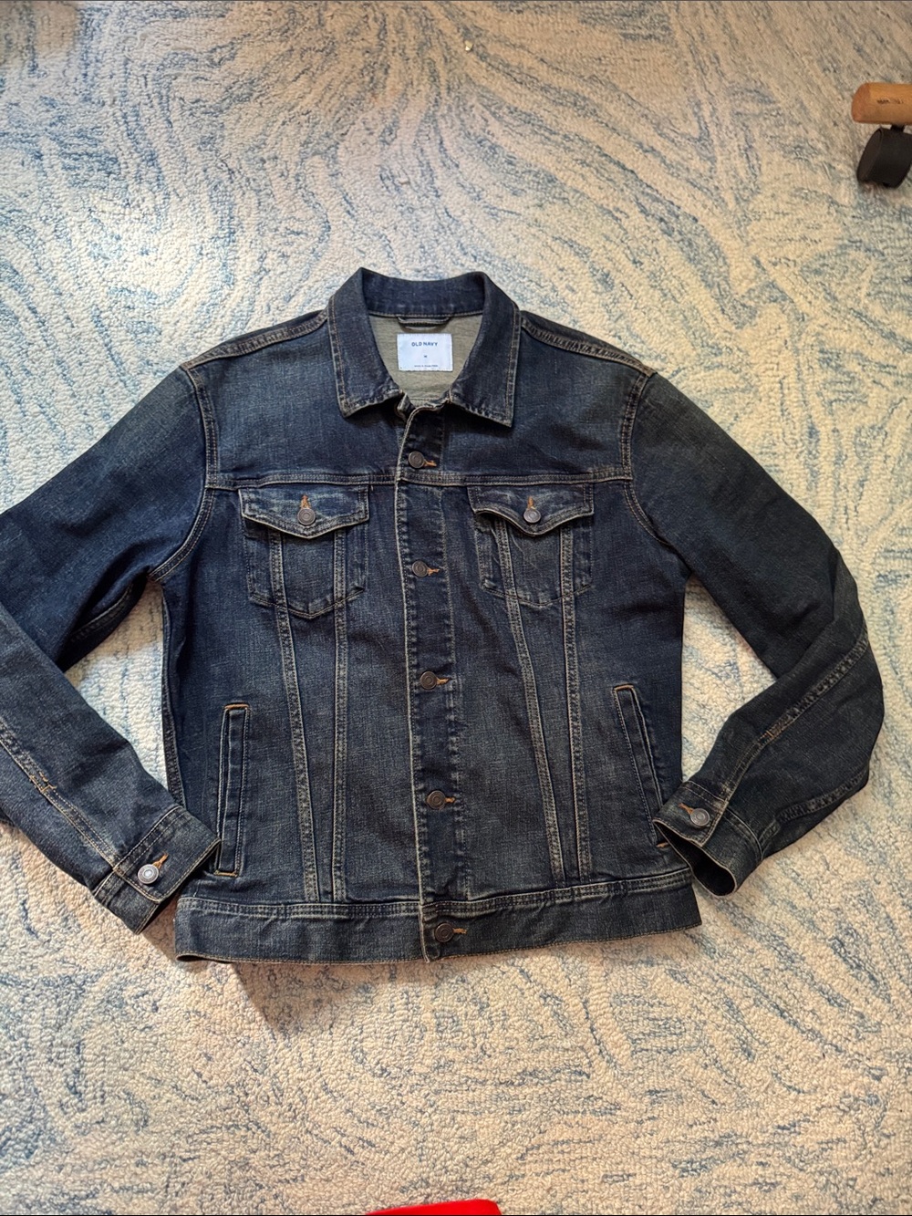 Old Navy, dark wash, denim trucker jacket, medium